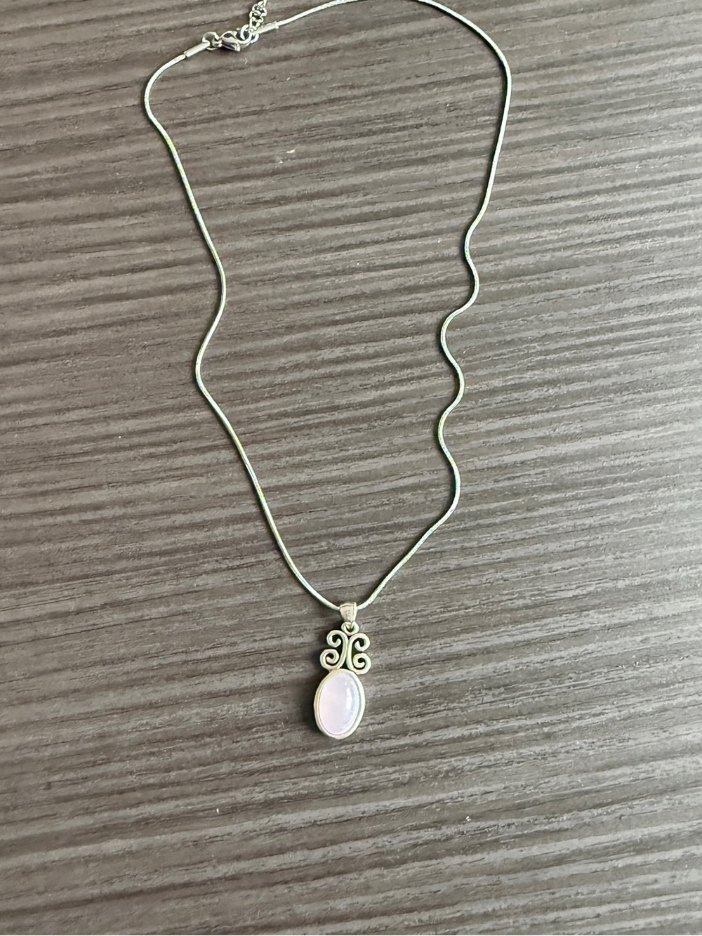 Sterling Silver Pink Opal Pendant Necklace